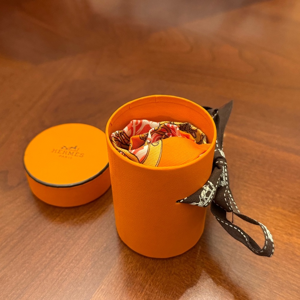 Orange Hermes Twilly Scarf